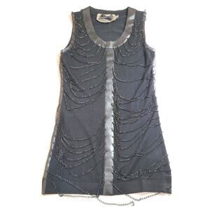 Twelve by Twelve Womens Top XS Black Sleeveless Faux Leather Chains Punk